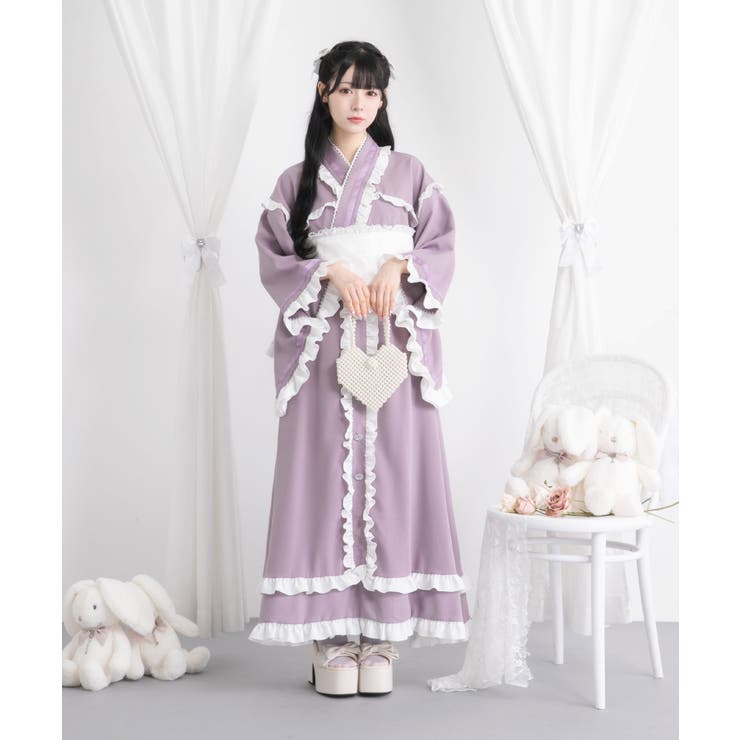 地雷・量産❤︎ドレス浴衣 リボン帯付き 総レースリボン浴衣ドレス 量産型 地雷系 夢展望[品番