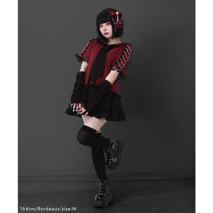 ☆ゆらゆらさま専用です☆XS黒ペイズリー　黒裏地　底鋲 闇セーラー襟十字架スカーフチェーンストライプアームカバー