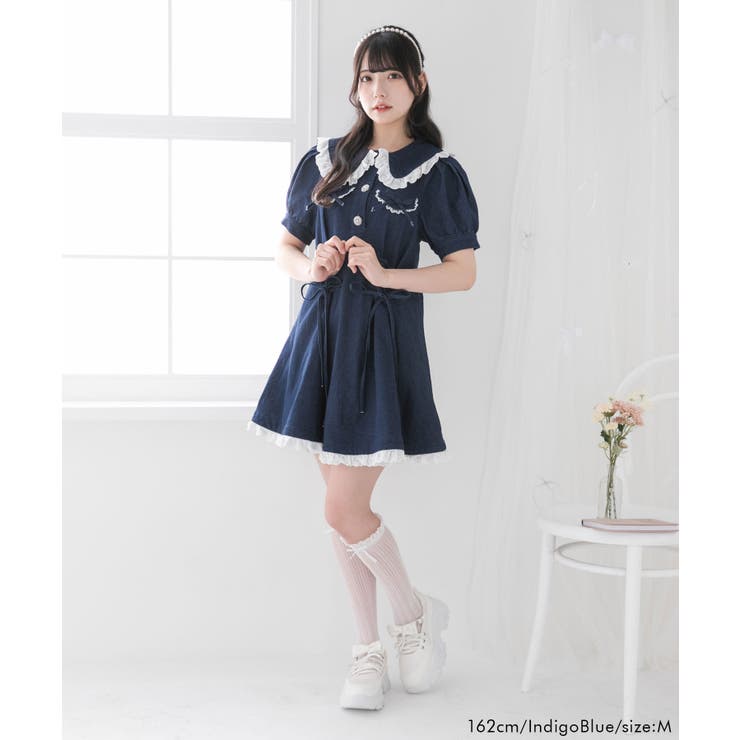 丸襟デニムフレアワンピース【大きいサイズ有り】 量産型 地雷系 夢展望 RS | 夢展望 | 詳細画像11 