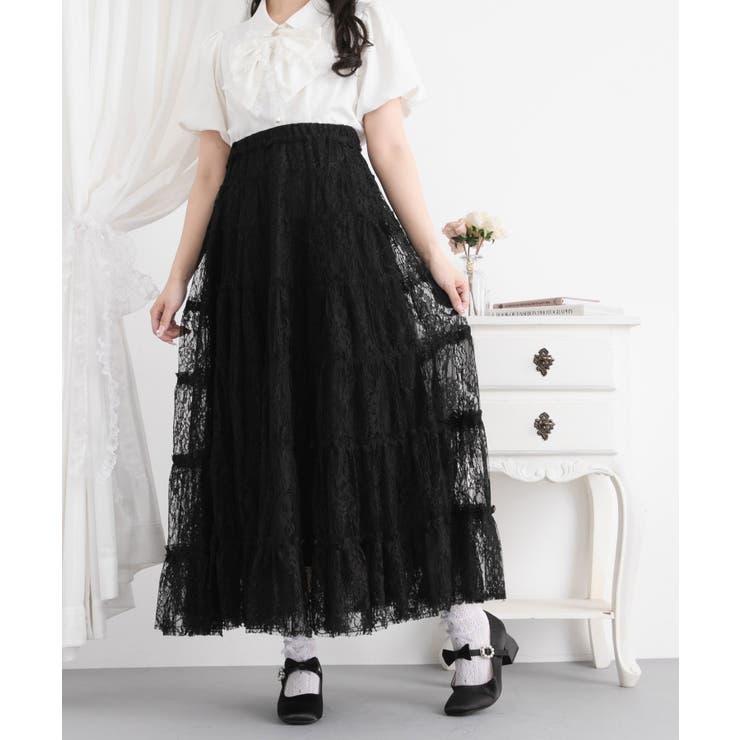 レースティアードロングスカート【大きいサイズ有り】 量産型 地雷系 | 夢展望 | 詳細画像10 