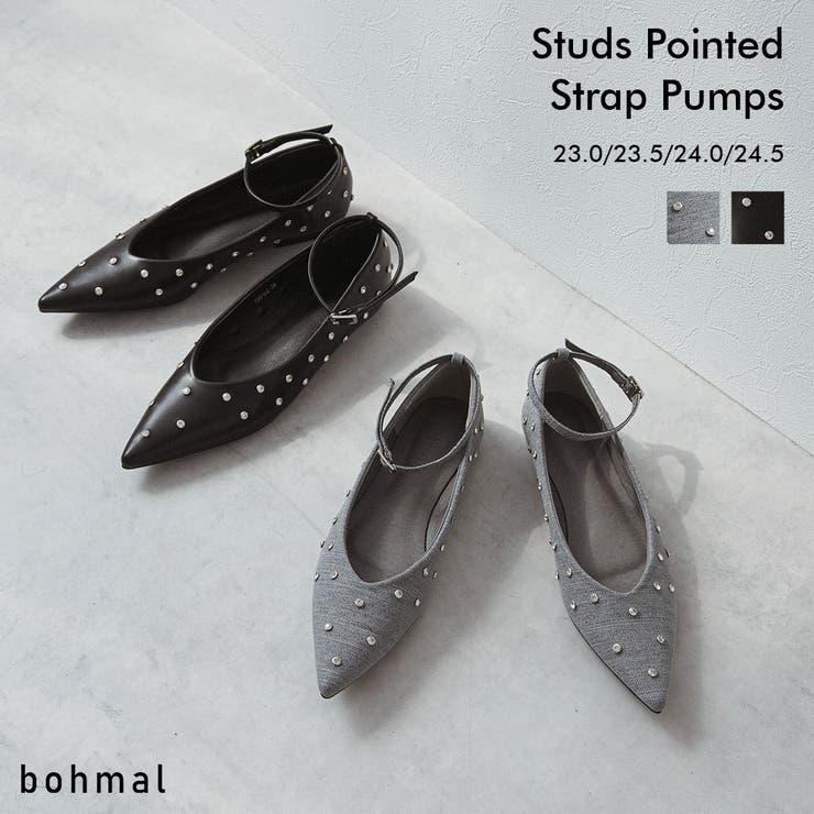 スタッズポインテッドストラップパンプス 韓国 夢展望 | 夢展望 | 詳細画像1 
