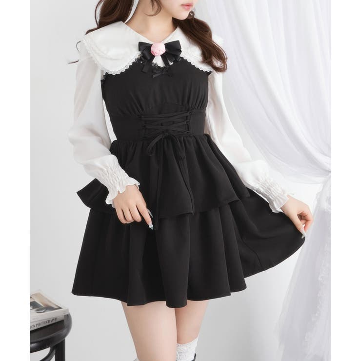 バラリボン付ガーリーブラウス【大きいサイズ有り】 量産型 地雷系 夢展望 | DearMyLove | 詳細画像4 