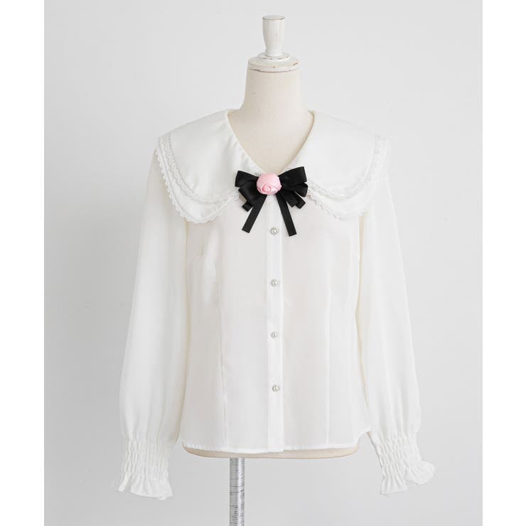 バラリボン付ガーリーブラウス【大きいサイズ有り】 量産型 地雷系 夢展望 | DearMyLove | 詳細画像13 