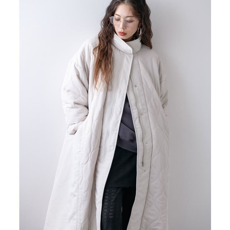 キルト切替スタンドロングコート 韓国 夢展望 | 夢展望 | 詳細画像3 