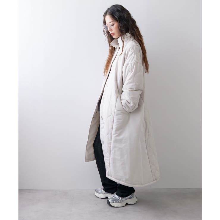キルト切替スタンドロングコート 韓国 夢展望 | 夢展望 | 詳細画像6 