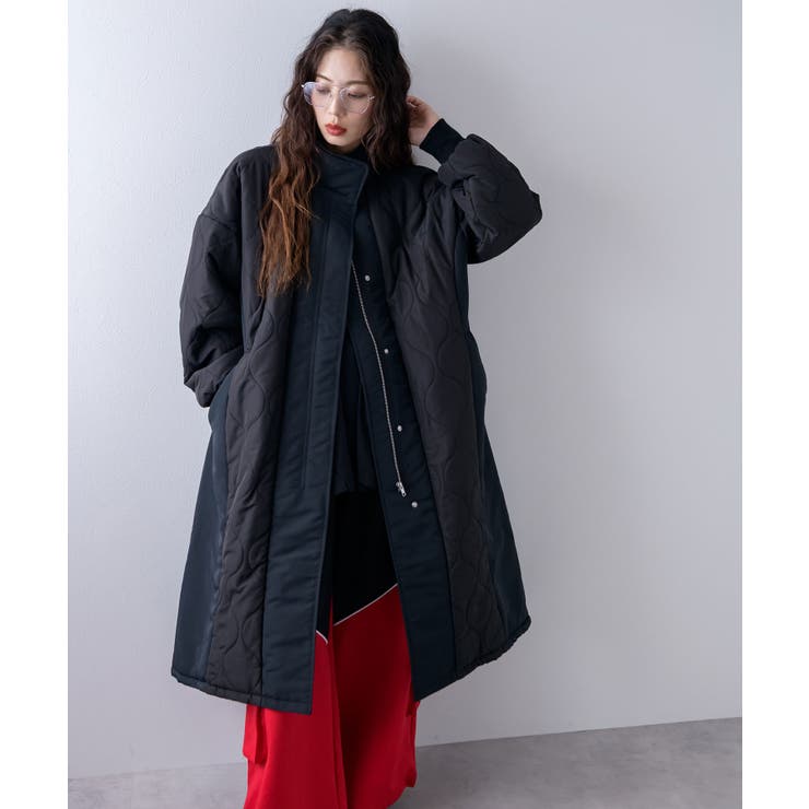 キルト切替スタンドロングコート 韓国 夢展望 | 夢展望 | 詳細画像8 