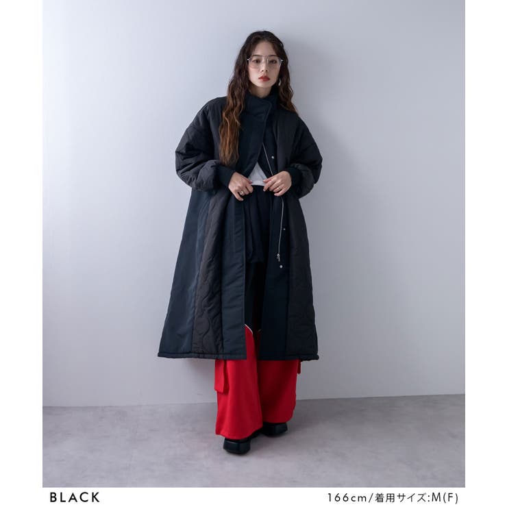 キルト切替スタンドロングコート 韓国 夢展望 | 夢展望 | 詳細画像9 