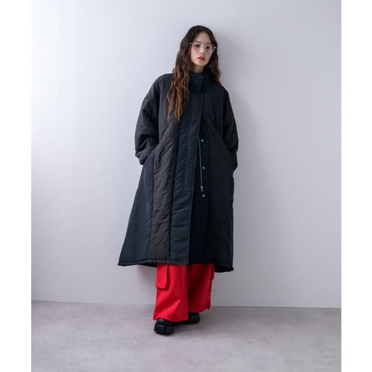 キルト切替スタンドロングコート 韓国 夢展望 | 夢展望 | 詳細画像12 