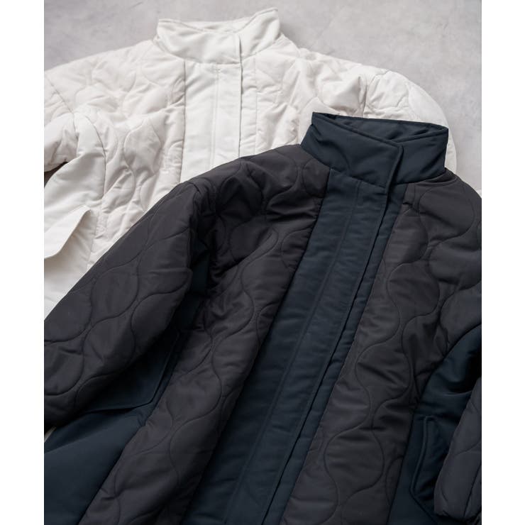 キルト切替スタンドロングコート 韓国 夢展望 | 夢展望 | 詳細画像15 