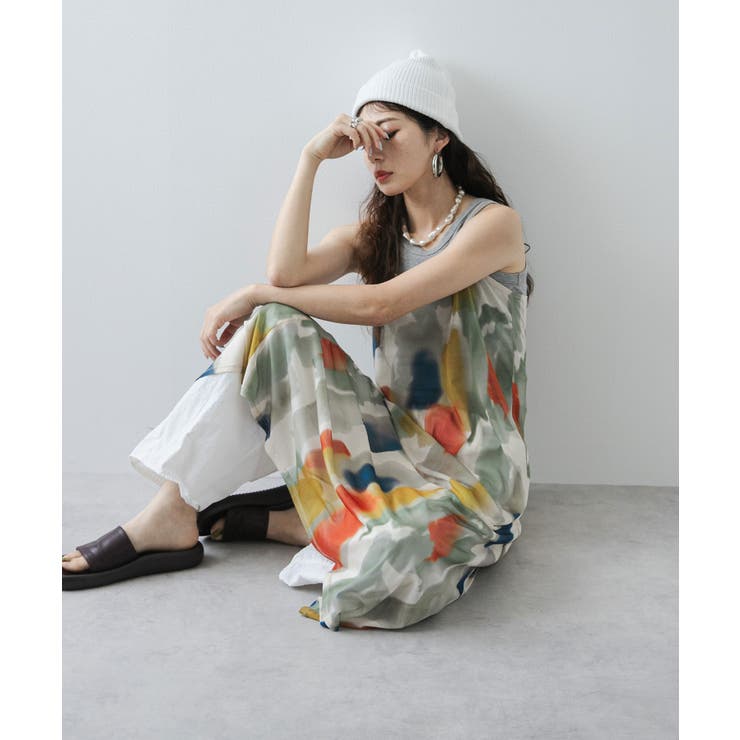 水彩アート総柄シアーキャミワンピース 韓国 夢展望 | 夢展望 | 詳細画像6 