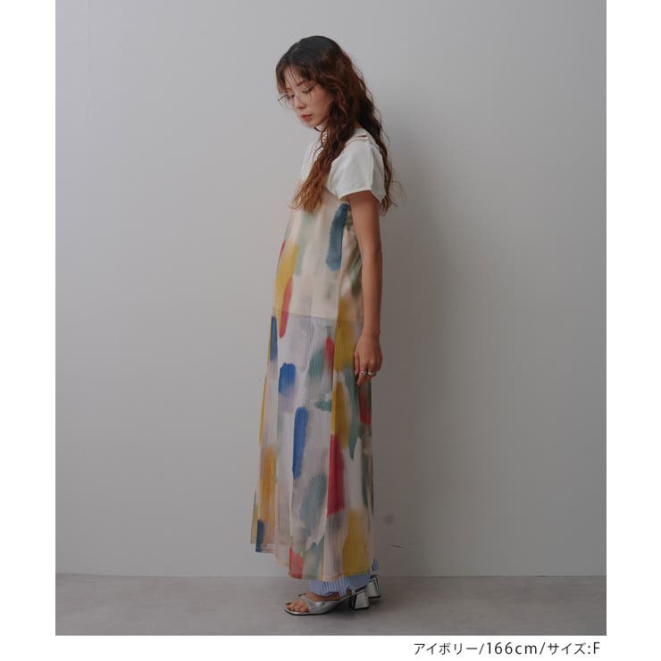 水彩アート総柄シアーキャミワンピース 韓国 夢展望 | 夢展望 | 詳細画像16 