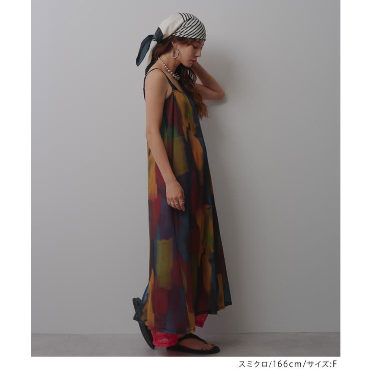 水彩アート総柄シアーキャミワンピース 韓国 夢展望 | 夢展望 | 詳細画像18 