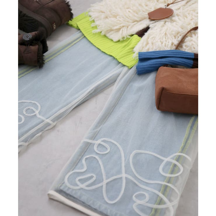 裾コード刺繍チュールレイヤードパンツ 韓国 夢展望 | 夢展望 | 詳細画像3 