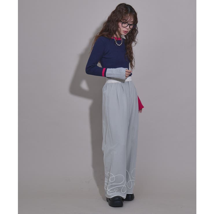 裾コード刺繍チュールレイヤードパンツ 韓国 夢展望 | 夢展望 | 詳細画像5 