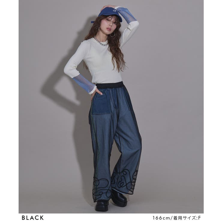 裾コード刺繍チュールレイヤードパンツ 韓国 夢展望 | 夢展望 | 詳細画像7 