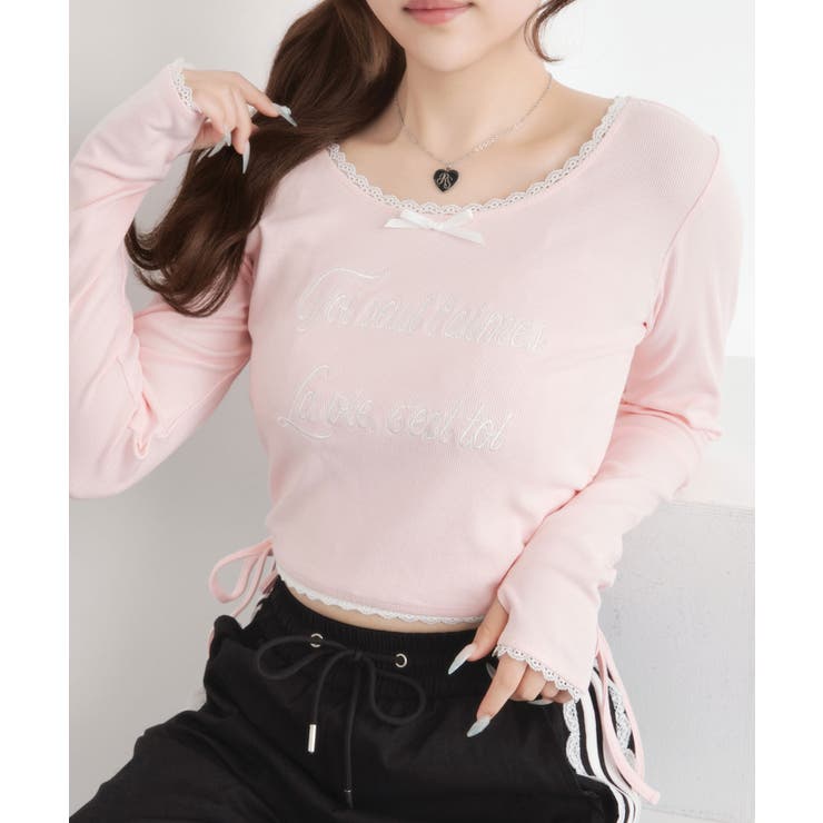 MOUSSY スタッズいっぱいロサンゼルス 05 デザイングロップド丈トレーナー MOUSSY スタッズいっぱいロサンゼルス 05 デザイングロップド丈