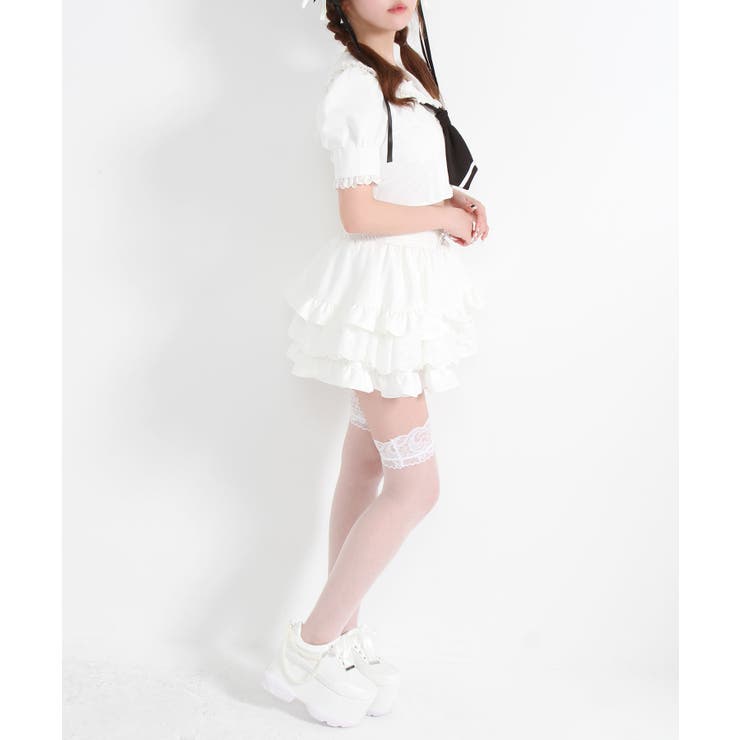 フリルセーラーカラークロップド丈半袖トップス【大きいサイズ有】 韓国 夢展望 | 夢展望 | 詳細画像5 