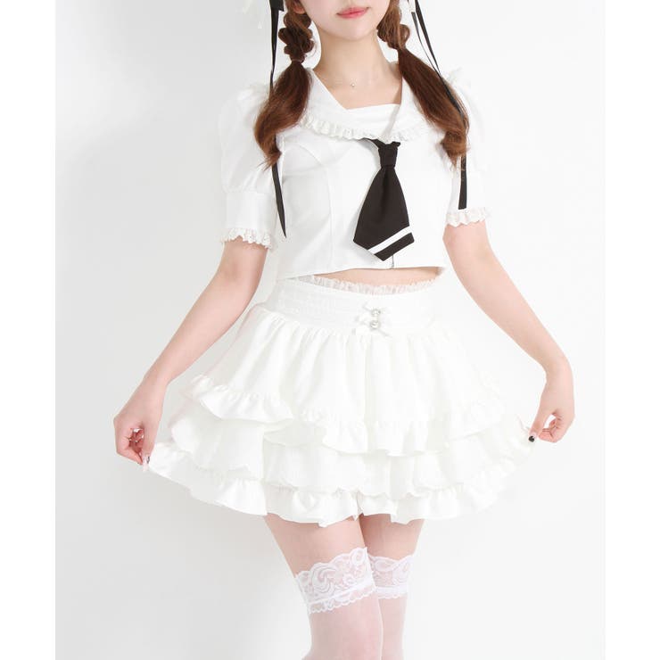 レースフリルティアードミニスカパン【スカート】【大きいサイズ有】 韓国 夢展望 | 夢展望 | 詳細画像20 