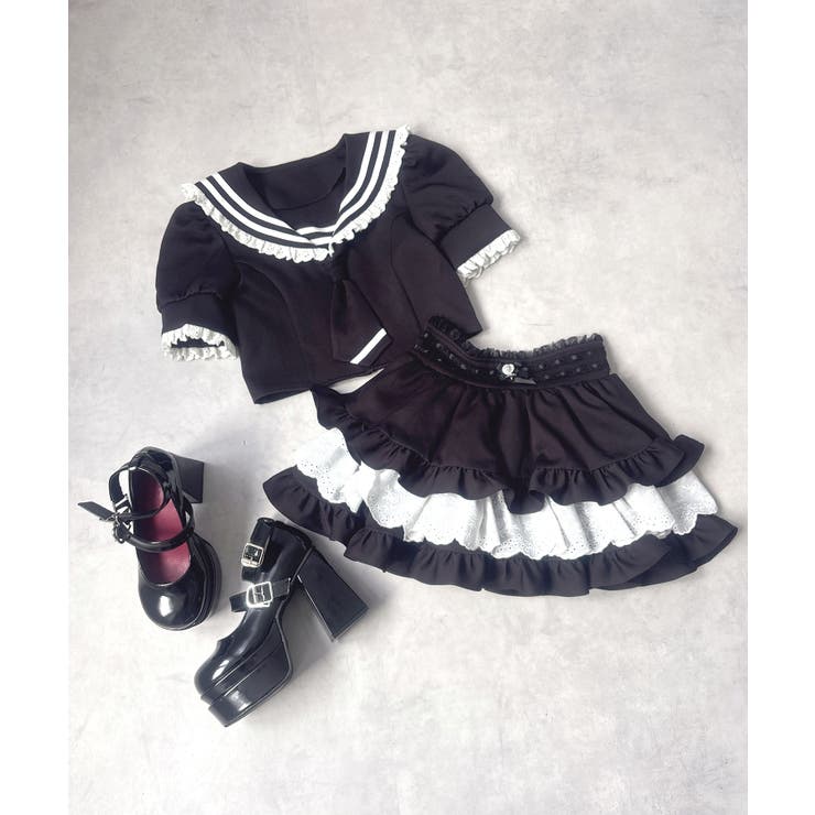 レースフリルティアードミニスカパン【スカート】【大きいサイズ有】 韓国 夢展望 | 夢展望 | 詳細画像3 