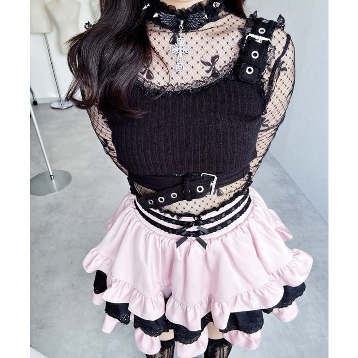 レースフリルティアードミニスカパン【スカート】【大きいサイズ有】 韓国 夢展望 | 夢展望 | 詳細画像26 