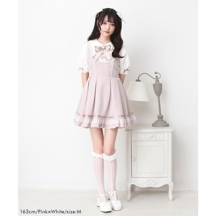 レースアップジャンスカ風ドッキングワンピース 量産型 地雷系 夢展望