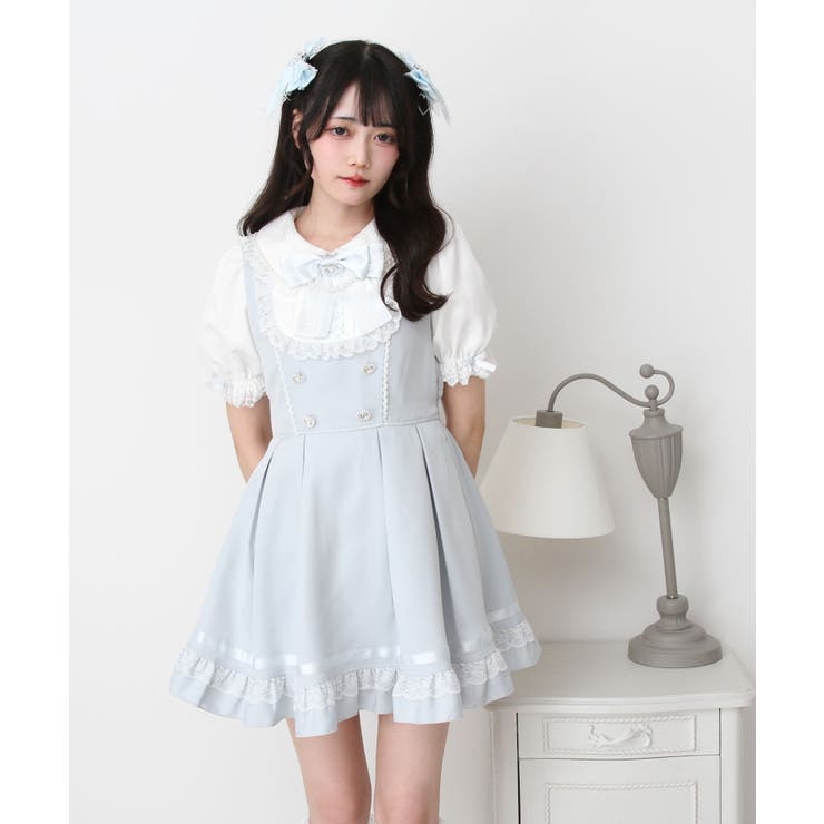 レースアップジャンスカ風ドッキングワンピース 量産型 地雷系 夢展望