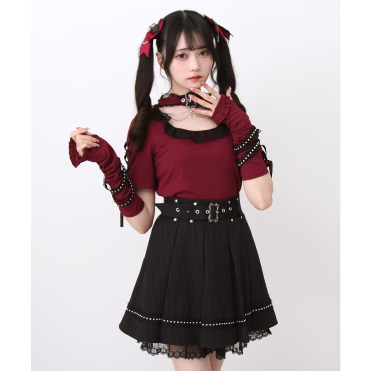 ボックスタッククロスベルトループスタッズレーススカート 量産型 地雷系 夢展望 | DearMyLove | 詳細画像9 