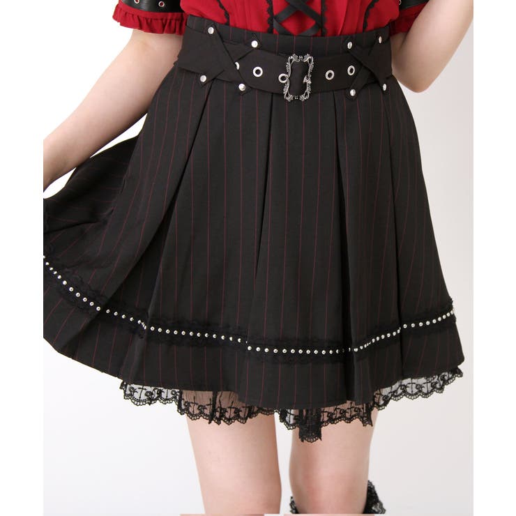 ボックスタッククロスベルトループスタッズレーススカート 量産型 地雷系 夢展望 | DearMyLove | 詳細画像14 