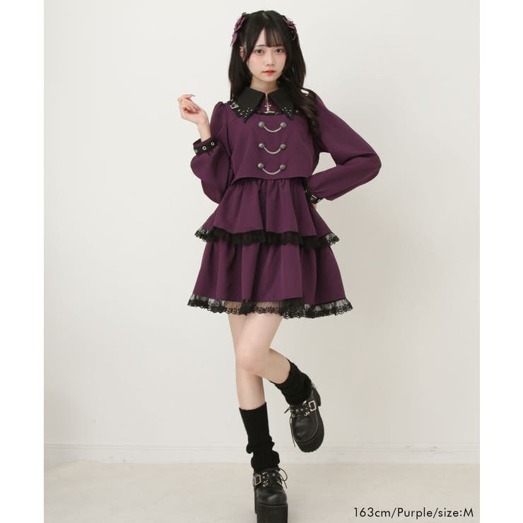 角襟十字架スタッズベルトティアードワンピース 量産型 地雷系 夢展望 | DearMyLove | 詳細画像8