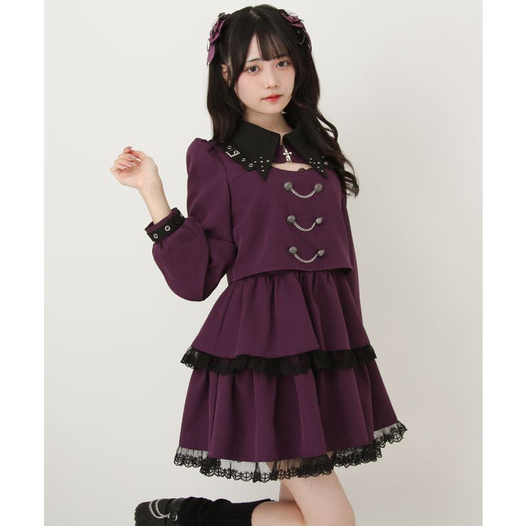 角襟十字架スタッズベルトティアードワンピース 量産型 地雷系 夢展望 | DearMyLove | 詳細画像9