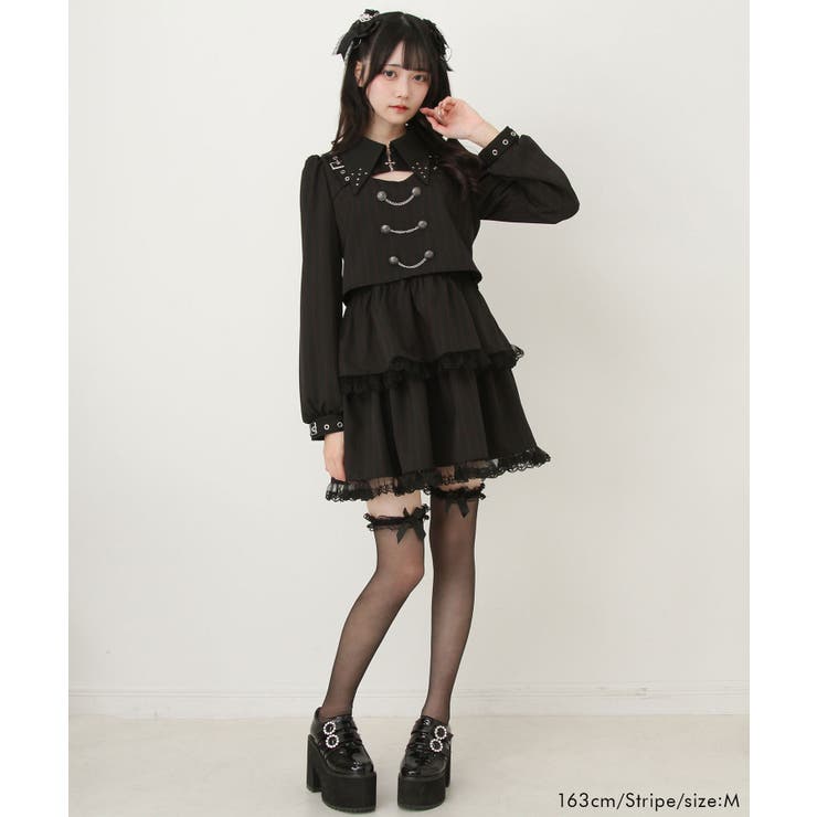 角襟十字架スタッズベルトティアードワンピース 量産型 地雷系 夢展望 | DearMyLove | 詳細画像17