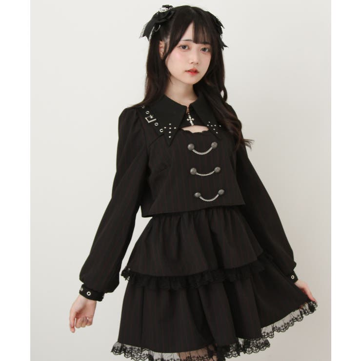 角襟十字架スタッズベルトティアードワンピース 量産型 地雷系 夢展望 | DearMyLove | 詳細画像19
