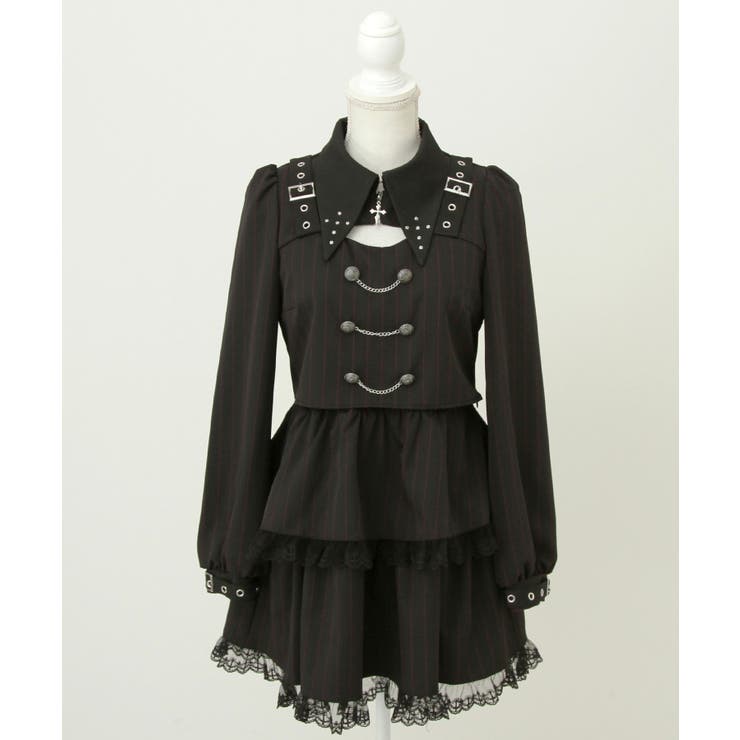 角襟十字架スタッズベルトティアードワンピース 量産型 地雷系 夢展望 | DearMyLove | 詳細画像21