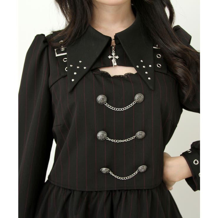 角襟十字架スタッズベルトティアードワンピース 量産型 地雷系 夢展望 | DearMyLove | 詳細画像24