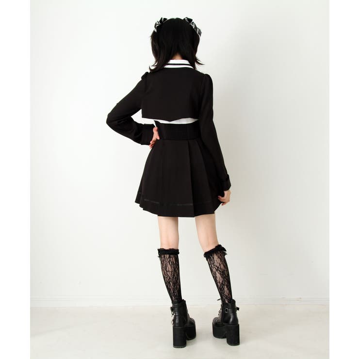 ジャケット風チェーンネクタイベルトプリーツワンピース 量産型 地雷系 夢展望 | DearMyLove | 詳細画像9 