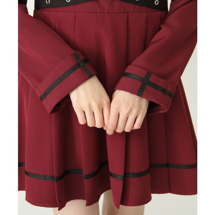 ジャケット風チェーンネクタイベルトプリーツワンピース 量産型 地雷系