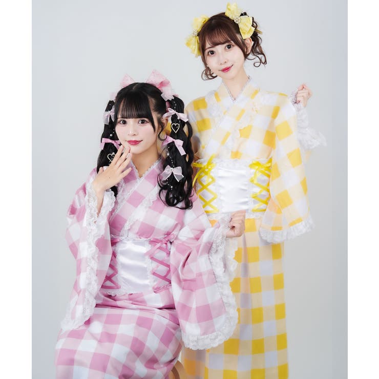 DearMyLove夢展望＊くまストロベリーの浴衣・帯セット ロリータ 量産型 DearMyLove夢展望＊くまストロベリーの浴衣・帯セット ロリータ