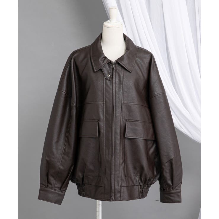 裾ドロストオーバーサイズ合皮ブルゾン【ジャケット】【コート】 韓国 夢展望 | 夢展望 | 詳細画像13 