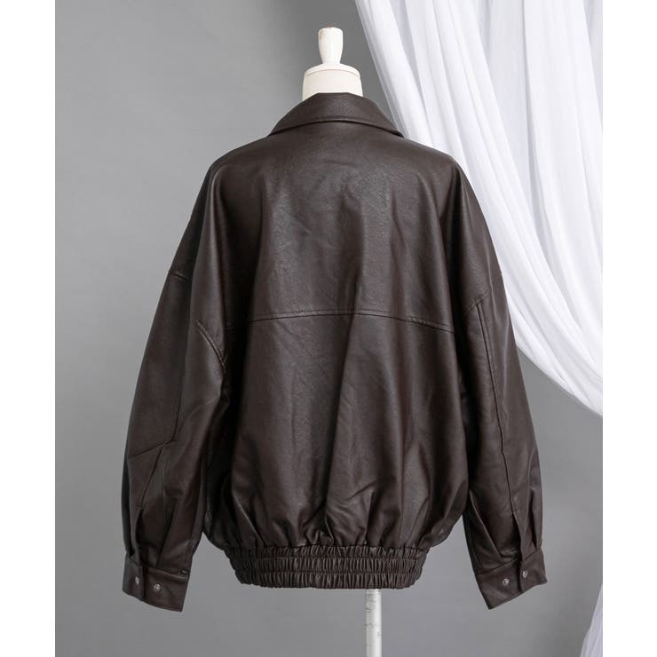 裾ドロストオーバーサイズ合皮ブルゾン【ジャケット】【コート】 韓国 夢展望 | 夢展望 | 詳細画像14 