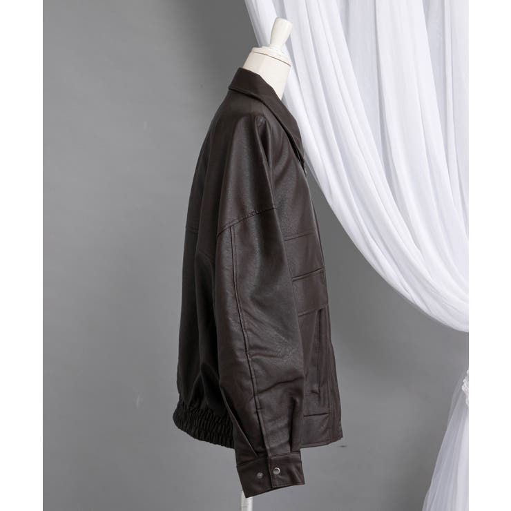 裾ドロストオーバーサイズ合皮ブルゾン【ジャケット】【コート】 韓国 夢展望 | 夢展望 | 詳細画像15 