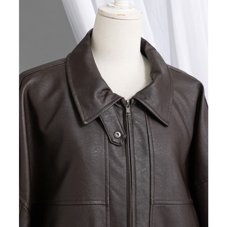 裾ドロストオーバーサイズ合皮ブルゾン【ジャケット】【コート】 韓国 夢展望 | 夢展望 | 詳細画像16 