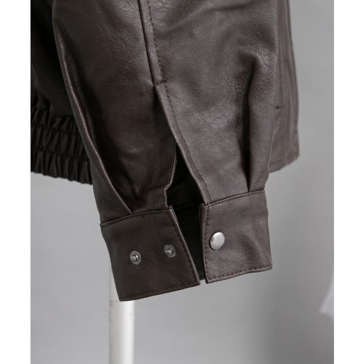 裾ドロストオーバーサイズ合皮ブルゾン【ジャケット】【コート】 韓国 夢展望 | 夢展望 | 詳細画像18 