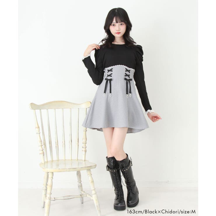 ドッキングリブカットリボンワンピース 量産型 地雷系 夢展望 | DearMyLove | 詳細画像12 