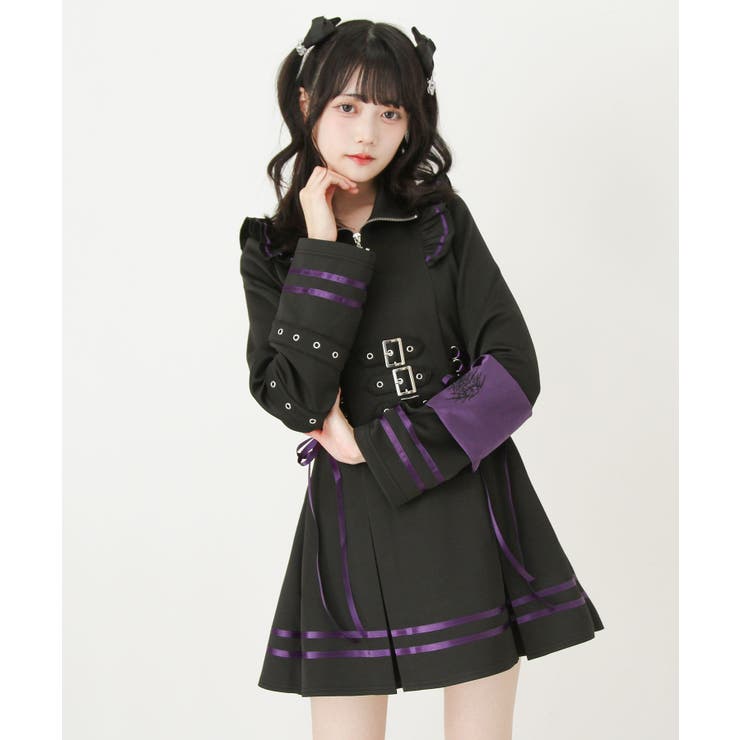 十字架アームバンドサイドレースアップフリルファスナーワンピース 量産型 地雷系 | DearMyLove | 詳細画像3 