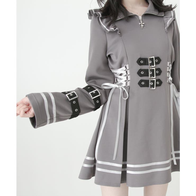 十字架アームバンドサイドレースアップフリルファスナーワンピース 量産型 地雷系 | DearMyLove | 詳細画像20 