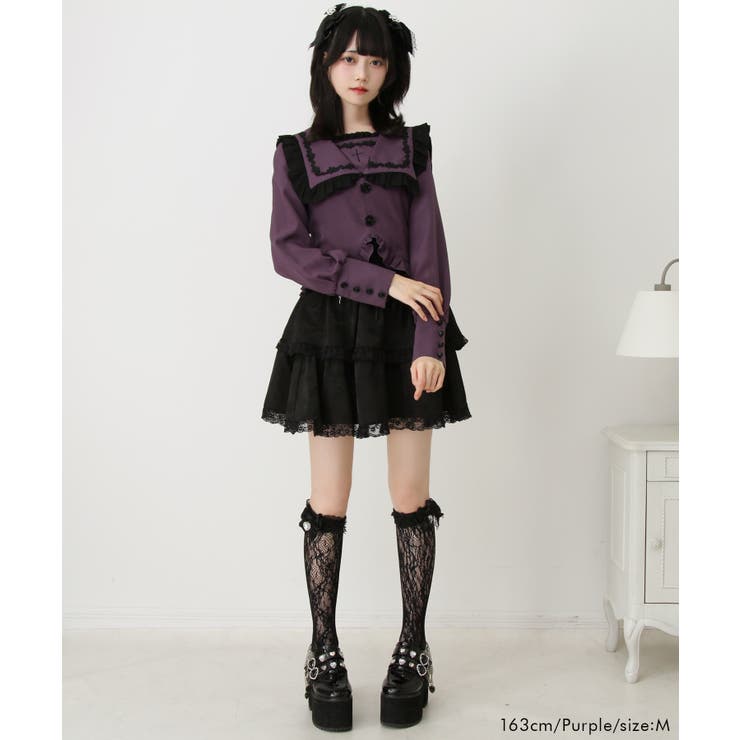 ゴシック風十字架バラレースフリルセーラーブラウス 量産型 地雷系 夢展望 | DearMyLove | 詳細画像13 