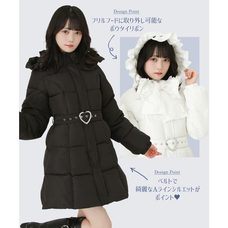 ビッグボウタイリボンAラインフェイクダウンコート 量産型 地雷系[品番