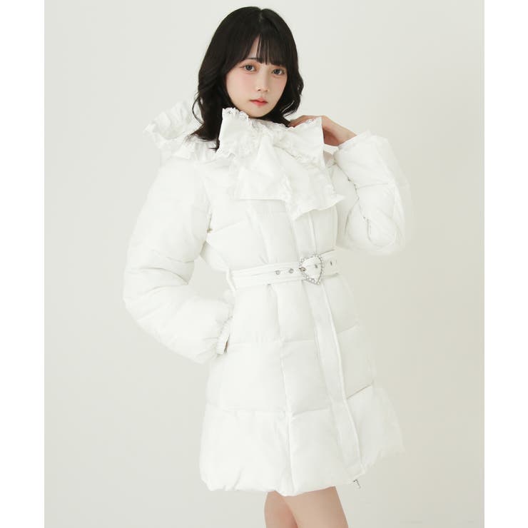 ビッグボウタイリボンAラインフェイクダウンコート 量産型 地雷系[品番