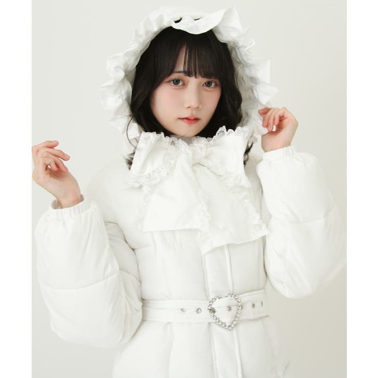 ビッグボウタイリボンAラインフェイクダウンコート 量産型 地雷系[品番