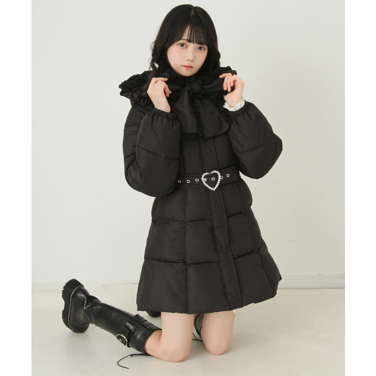 ビッグボウタイリボンAラインフェイクダウンコート 量産型 地雷系[品番